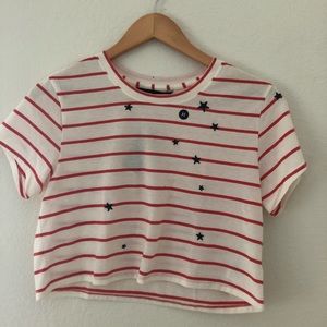NWT abercrombie striped embroidered star crop top